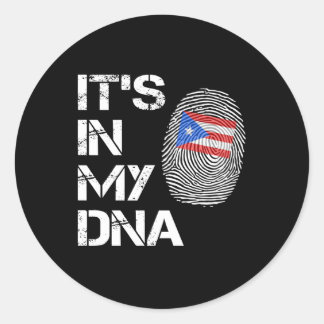 Sticker Rond Its in My DNA Puerto Rican Flag
