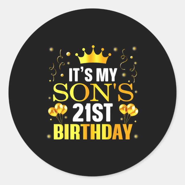 Sticker Rond It's My Son's 21st Birthday Happy Birthday 21 Year (Devant)