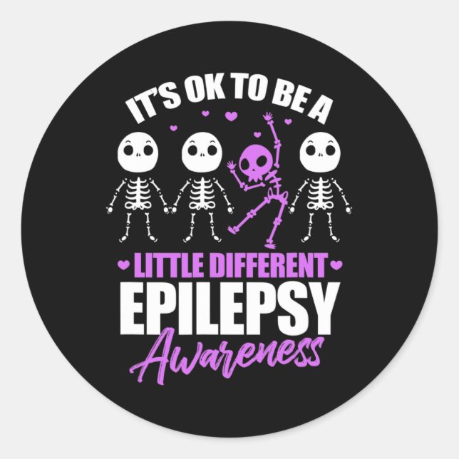 Sticker Rond Its Ok To Be A Little Different Epilepsy Awareness (Devant)