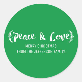 Sticker Rond Ivory Elegant Sketted Peace & Love Holiday