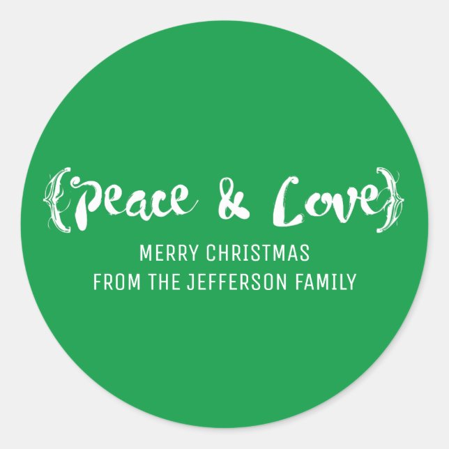 Sticker Rond Ivory Elegant Sketted Peace & Love Holiday (Devant)