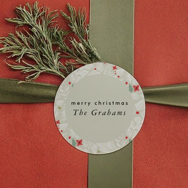 Sticker Rond Ivory Festive Botanique (Ivory Festive Botanical Holiday Classic Round Sticker)