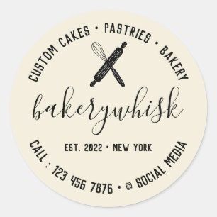 Sticker Rond Ivory Signature Whisk Ustensiles boulangerie Chef