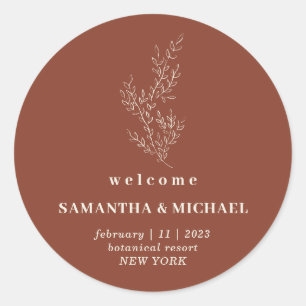 Sticker Rond Ivy Floral Terracotta Indie Mariage de bienvenue
