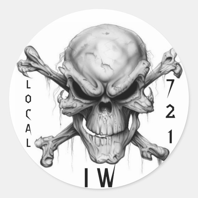 Sticker Rond IW SKULL & CrossBones, LOCAL, 721 (Devant)