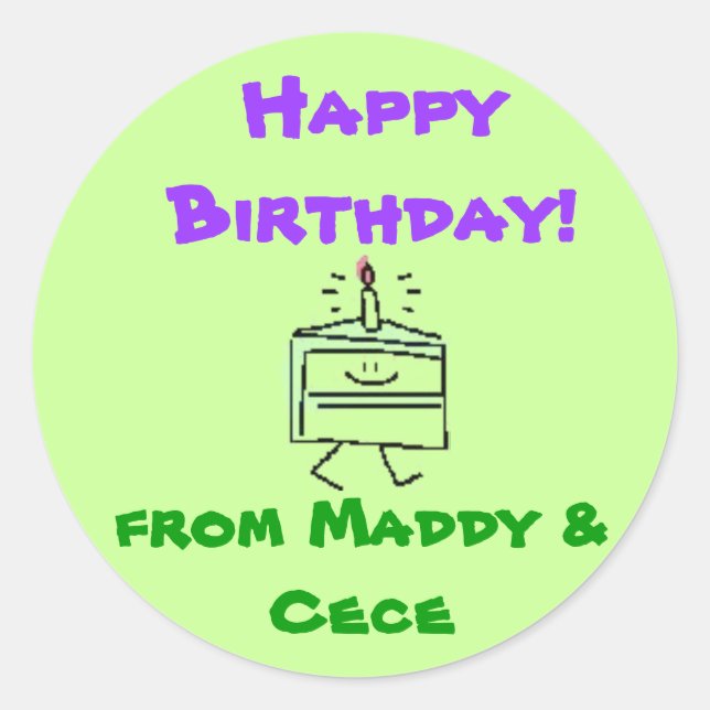Sticker Rond j0334436, Joyeux anniversaire !, de Maddy (Devant)