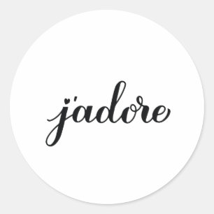 Sticker Rond J’adore la calligraphie. J'adore en français