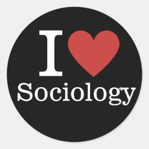 Sticker Rond J'❤️ adore la sociologie pour les étudiants/enseig