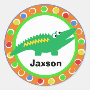 Sticker Rond J est pour Jungle Alligator