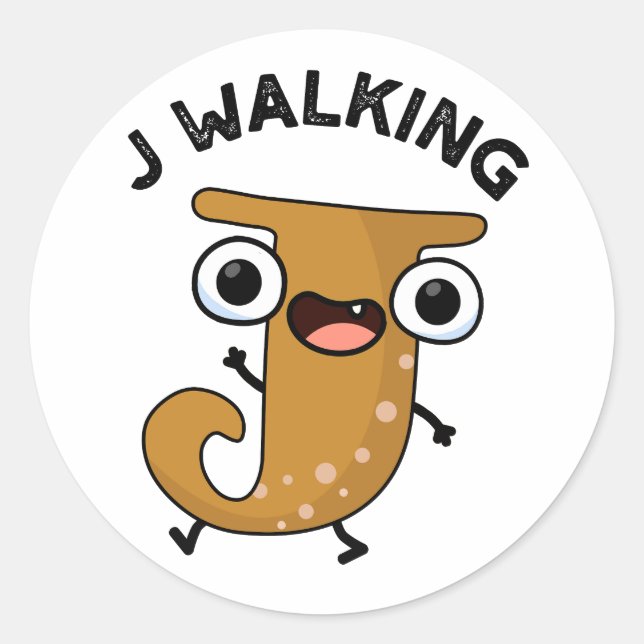 Sticker Rond J Marcher drôle Alphabet Pun (Devant)