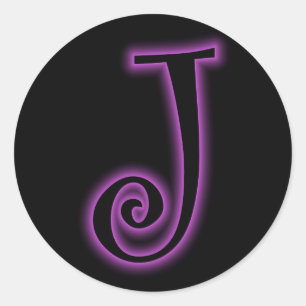 Sticker Rond J Monogram Purple Neon