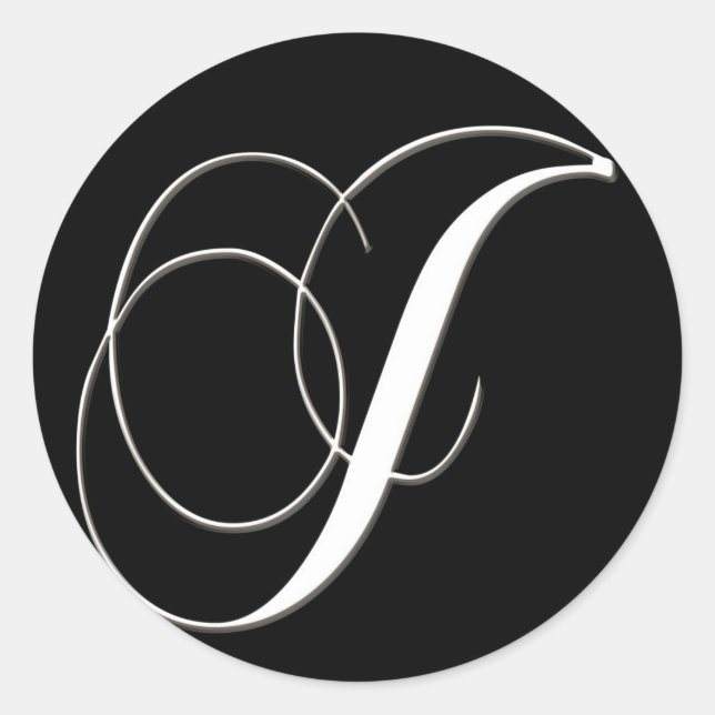 Sticker Rond J monogramme - élégant noir et blanc (Devant)