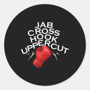 Sticker Rond Jab Cross Hook Uppercut Boxer Funny Boxer Trainin