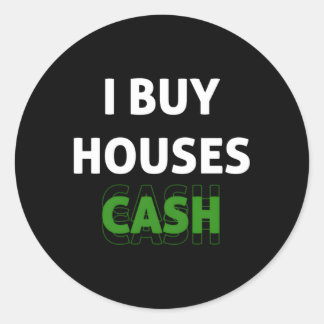 Sticker Rond J'Achète Maisons Cash Immobilier Investisseur Flip