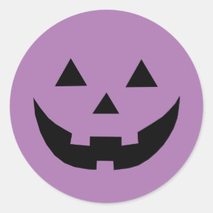 Sticker Rond Jack-o'-lantern mignonne violet face Epilepsie Sen