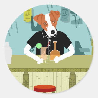 Sticker Rond Jack Russell Terrier Tiki Bar