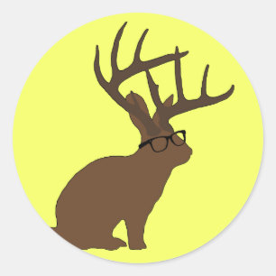 Sticker Rond jackalope avec l'autocollant en verre