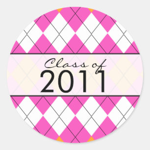 Sticker Rond Jacquard rose et orange d'autocollant d'obtention
