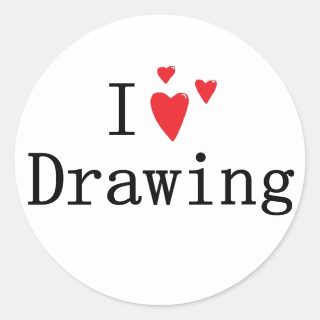 Sticker Rond J'adore dessiner (Devant)
