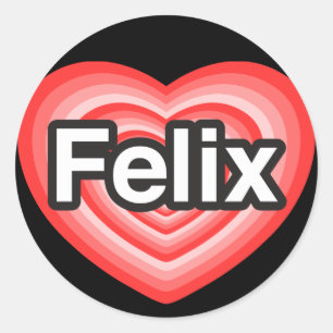 Sticker Rond J'adore Felix. Je t'aime Felix. Cœur