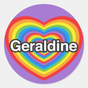 Sticker Rond J'adore Geraldine. Je t'aime Geraldine. Cœur