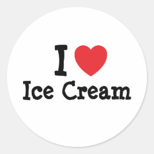 Sticker Rond J'adore Ice Cream coeur T-shirt
