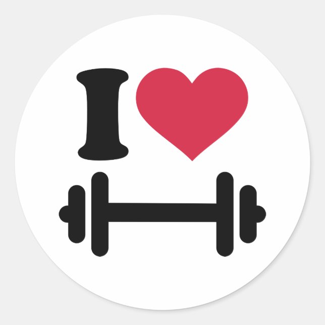Sticker Rond J'adore la cloche de barbell (Devant)