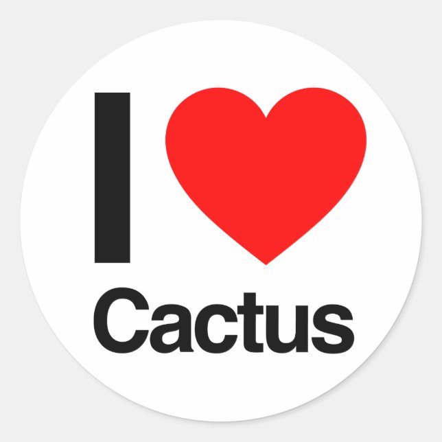 Sticker Rond j'adore le cactus (Devant)