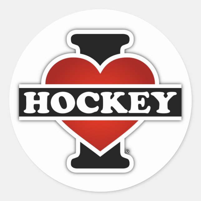 Sticker Rond J'adore le hockey (Devant)