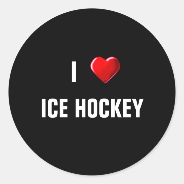 Sticker Rond J'adore le hockey sur glace (Devant)