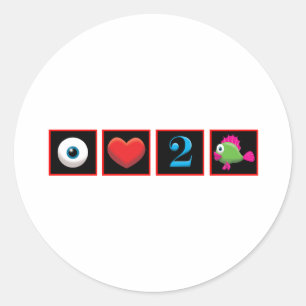 STICKER ROND J'ADORE LE POISSON