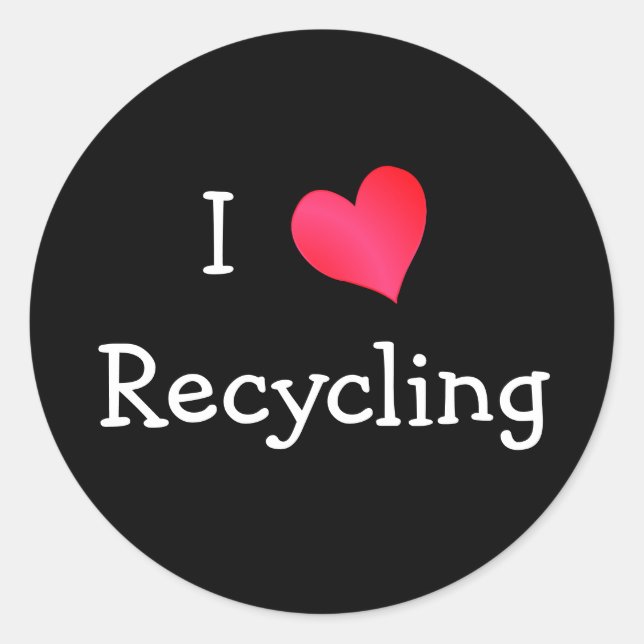 Sticker Rond J'adore le recyclage (Devant)
