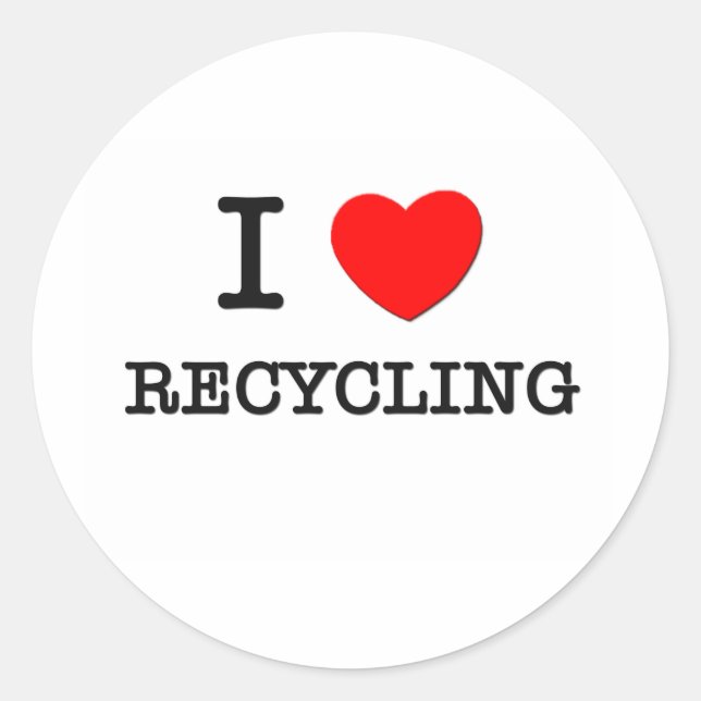 Sticker Rond J'adore le recyclage (Devant)