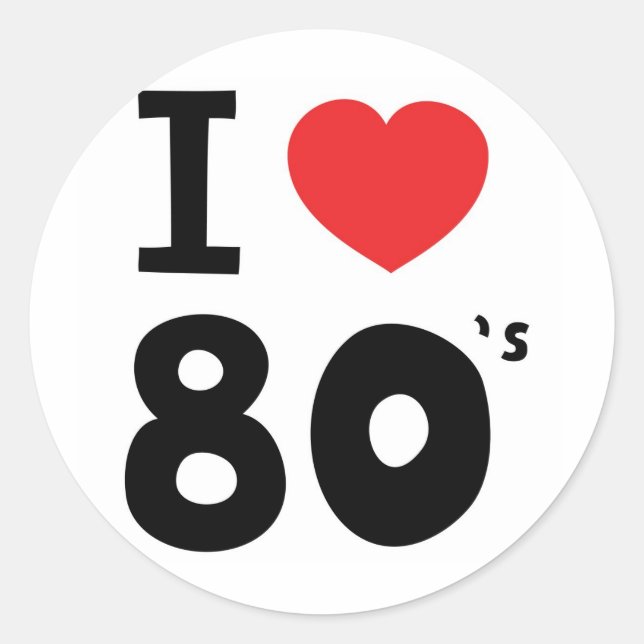 Sticker Rond J'adore les années 80 (Devant)