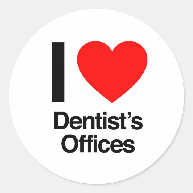 Sticker Rond j'adore les bureaux des dentistes (Devant)