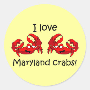 Sticker Rond J'adore les crabes des maryland !