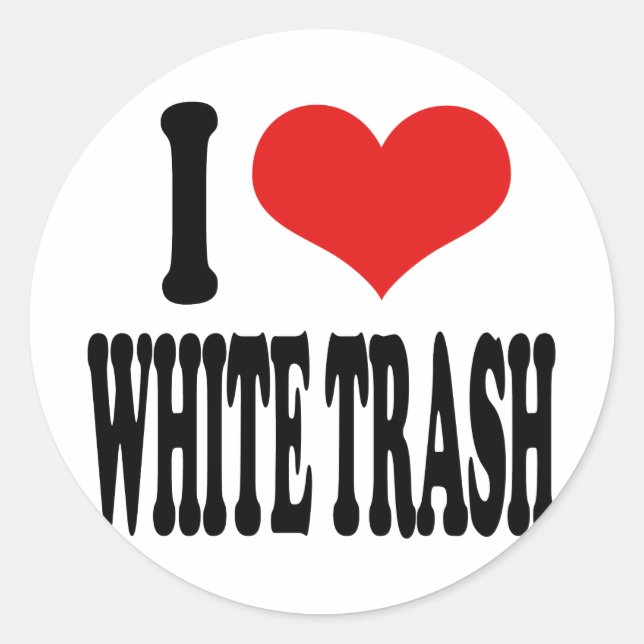 Sticker Rond J'adore les déchets blancs (Devant)
