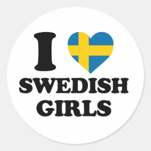 Sticker Rond J'adore les filles suédoises