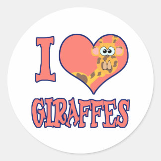 Sticker Rond J'adore les girafes