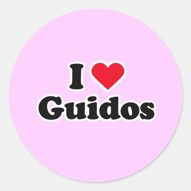 Sticker Rond J'adore les guidos (Devant)