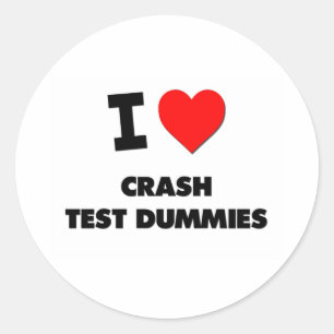 Sticker Rond J'adore les mannequins d'essais de crash