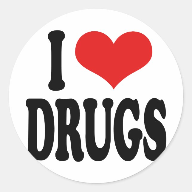 Sticker Rond J'adore les médicaments (Devant)