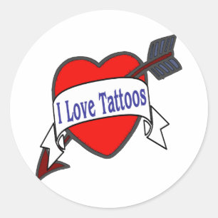 Sticker Rond J'adore les tatouages