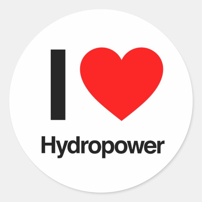Sticker Rond J'adore l'hydroélectricité (Devant)