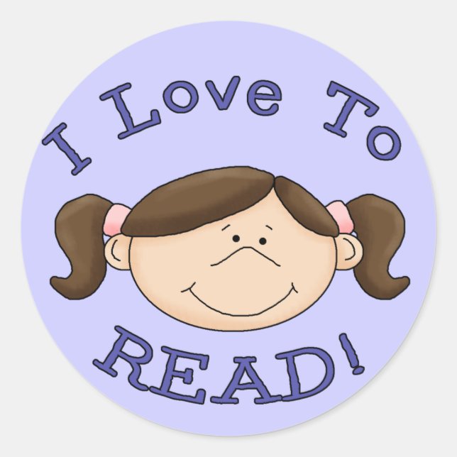 Sticker Rond J'adore lire la fille (Devant)