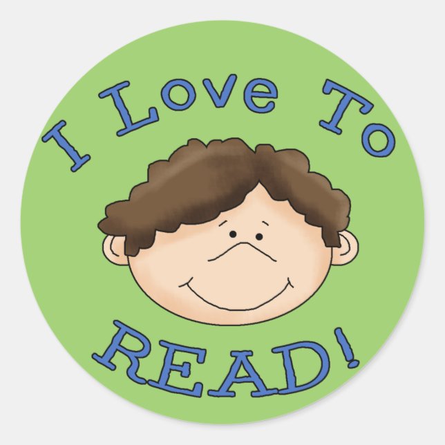 Sticker Rond J'adore lire le garçon (Devant)