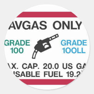 Sticker Rond J'adore l'odeur d'AVGAS le matin !