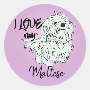 Sticker Rond J'adore mon Maltais