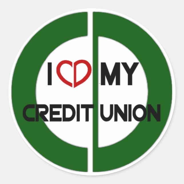 Sticker Rond J'adore mon ticker Credit Union (Devant)