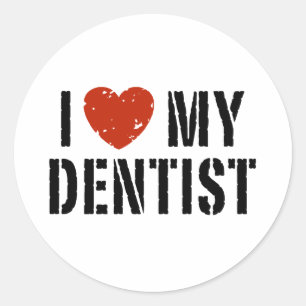 Sticker Rond J'adore mon ticker pour dentiste